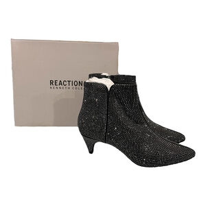 Kenneth Cole Reaction Kick Bit Boots Womens Size 9.5 Black Silver Ankle Booties
